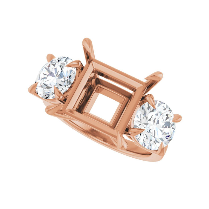 14K Rose Gold 10x10 mm Square 2 1/2 CTW Lab-Grown Diamond Semi-Set Engagement Ring