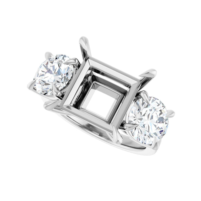 Platinum 10x10 mm Square 2 1/2 CTW Lab-Grown Diamond Semi-Set Engagement Ring