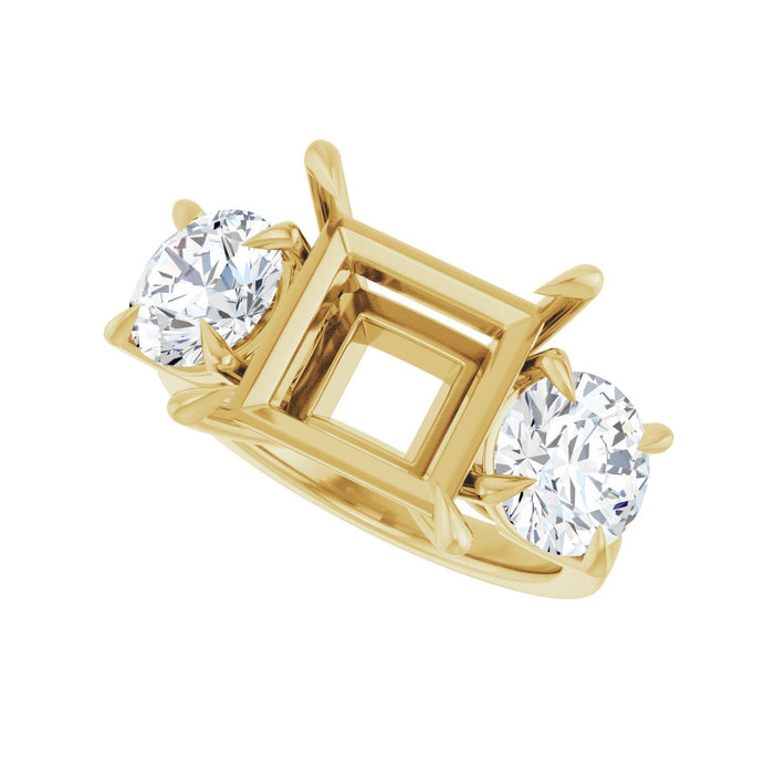 14K Yellow Gold 10x10 mm Square 2 1/2 CTW Lab-Grown Diamond Semi-Set Engagement Ring