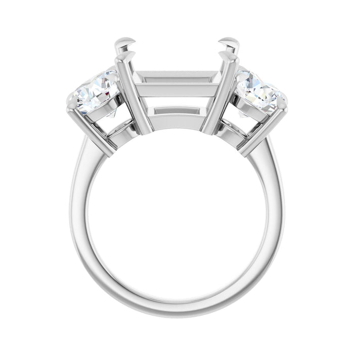 14K White Gold 10x10 mm Square 2 1/2 CTW Lab-Grown Diamond Semi-Set Engagement Ring