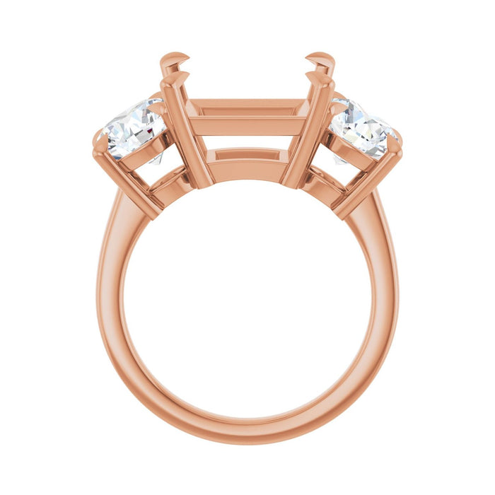14K Rose Gold 10x10 mm Square 2 1/2 CTW Lab-Grown Diamond Semi-Set Engagement Ring