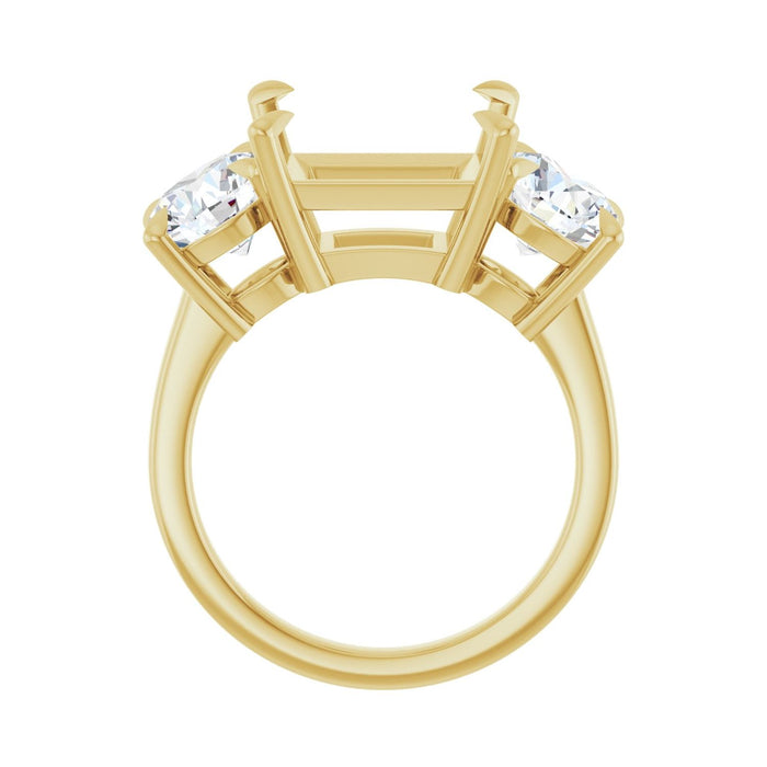 14K Yellow Gold 10x10 mm Square 2 1/2 CTW Lab-Grown Diamond Semi-Set Engagement Ring