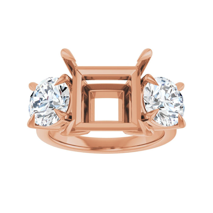 14K Rose Gold 10x10 mm Square 2 1/2 CTW Lab-Grown Diamond Semi-Set Engagement Ring