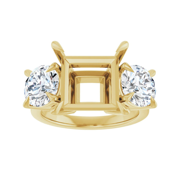 14K Yellow Gold 10x10 mm Square 2 1/2 CTW Lab-Grown Diamond Semi-Set Engagement Ring