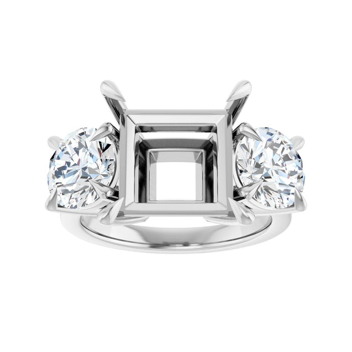Platinum 10x10 mm Square 2 1/2 CTW Lab-Grown Diamond Semi-Set Engagement Ring