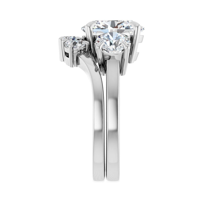 14K White Gold 10x8 mm Oval 1 1/5 CTW Lab-Grown Diamond Semi-Set Engagement Ring