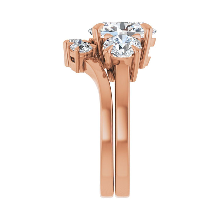 14K Rose Gold 10x8 mm Oval 1 1/5 CTW Lab-Grown Diamond Semi-Set Engagement Ring