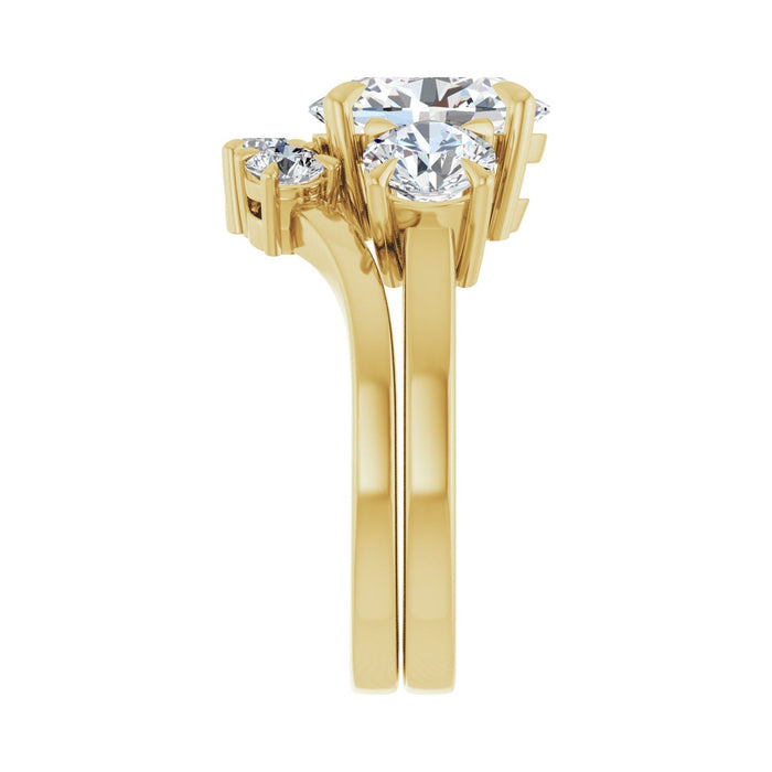 14K Yellow Gold 10x8 mm Oval 1 1/5 CTW Lab-Grown Diamond Semi-Set Engagement Ring