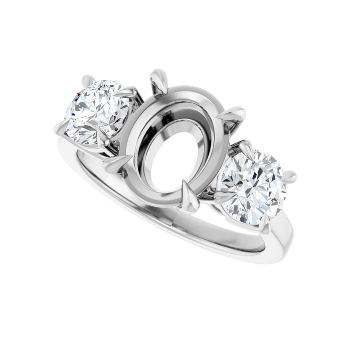 14K White Gold 10x8 mm Oval 1 1/5 CTW Lab-Grown Diamond Semi-Set Engagement Ring