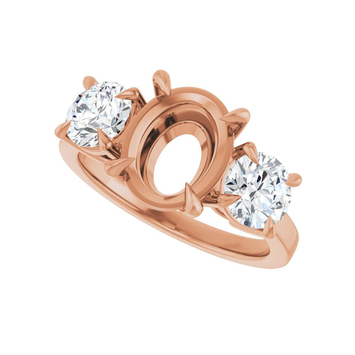 14K Rose Gold 10x8 mm Oval 1 1/5 CTW Lab-Grown Diamond Semi-Set Engagement Ring