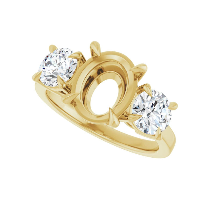 14K Yellow Gold 10x8 mm Oval 1 1/5 CTW Lab-Grown Diamond Semi-Set Engagement Ring