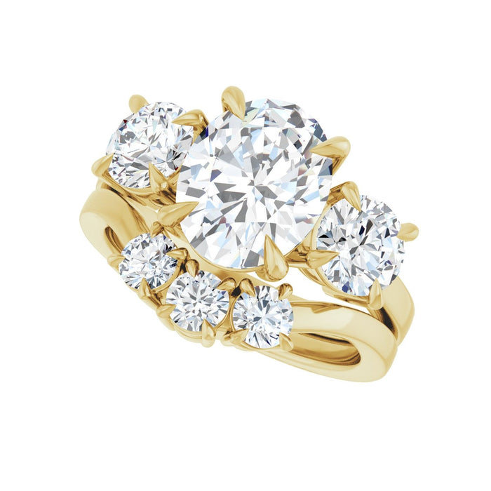 14K Yellow Gold 10x8 mm Oval 1 1/5 CTW Lab-Grown Diamond Semi-Set Engagement Ring