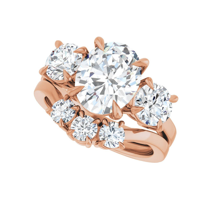 14K Rose Gold 10x8 mm Oval 1 1/5 CTW Lab-Grown Diamond Semi-Set Engagement Ring