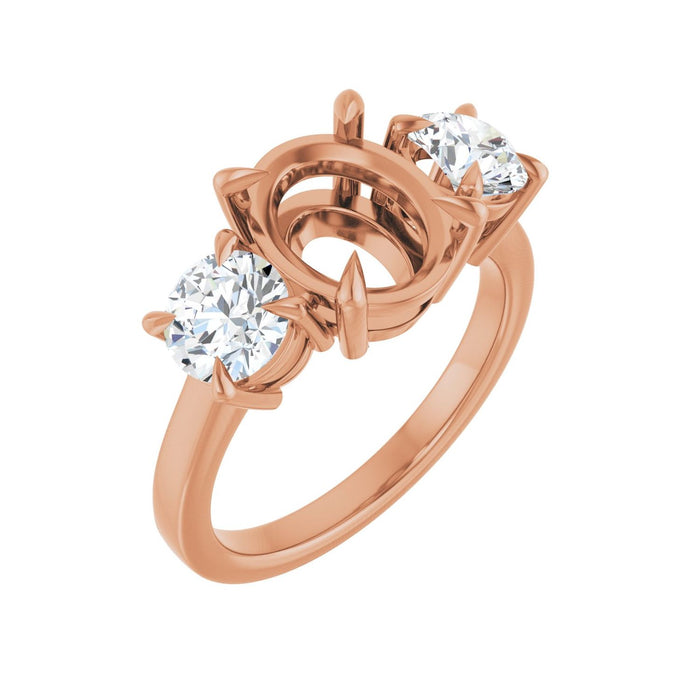14K Rose Gold 10x8 mm Oval 1 1/5 CTW Lab-Grown Diamond Semi-Set Engagement Ring