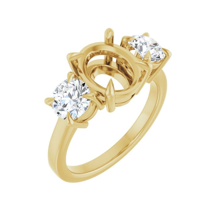 14K Yellow Gold 10x8 mm Oval 1 1/5 CTW Lab-Grown Diamond Semi-Set Engagement Ring