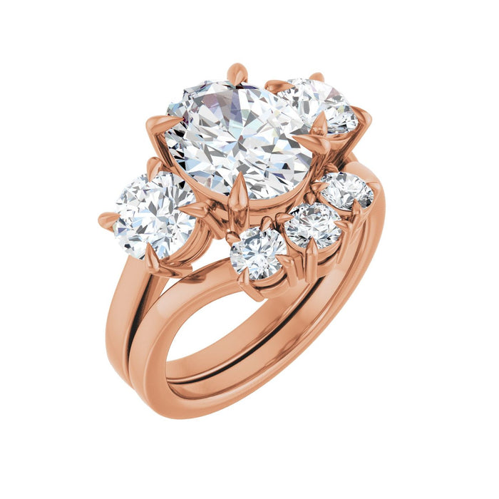 14K Rose Gold 10x8 mm Oval 1 1/5 CTW Lab-Grown Diamond Semi-Set Engagement Ring