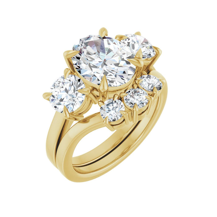 14K Yellow Gold 10x8 mm Oval 1 1/5 CTW Lab-Grown Diamond Semi-Set Engagement Ring