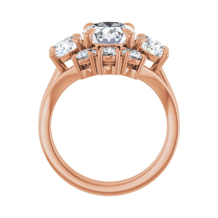 14K Rose Gold 10x8 mm Oval 1 1/5 CTW Lab-Grown Diamond Semi-Set Engagement Ring