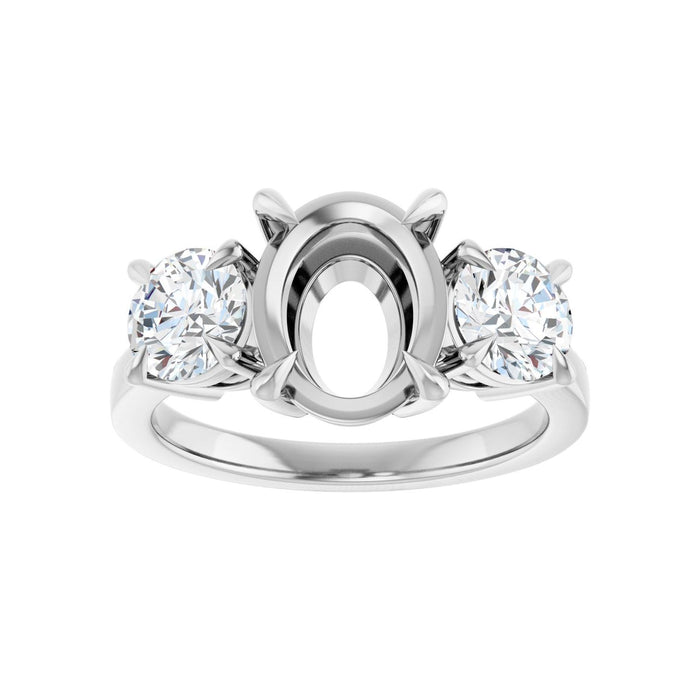 14K White Gold 10x8 mm Oval 1 1/5 CTW Lab-Grown Diamond Semi-Set Engagement Ring