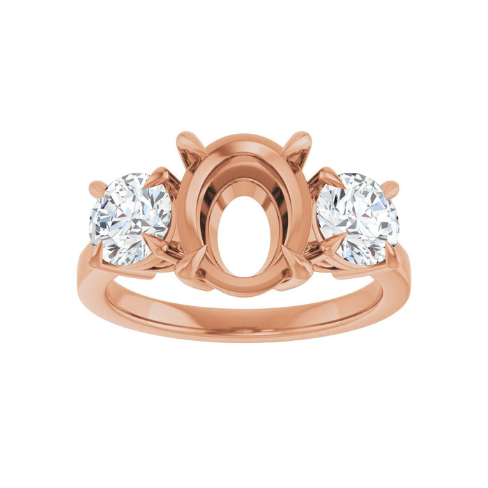 14K Rose Gold 10x8 mm Oval 1 1/5 CTW Lab-Grown Diamond Semi-Set Engagement Ring