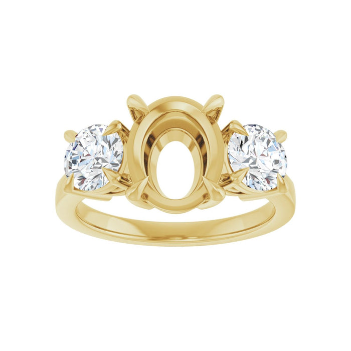14K Yellow Gold 10x8 mm Oval 1 1/5 CTW Lab-Grown Diamond Semi-Set Engagement Ring