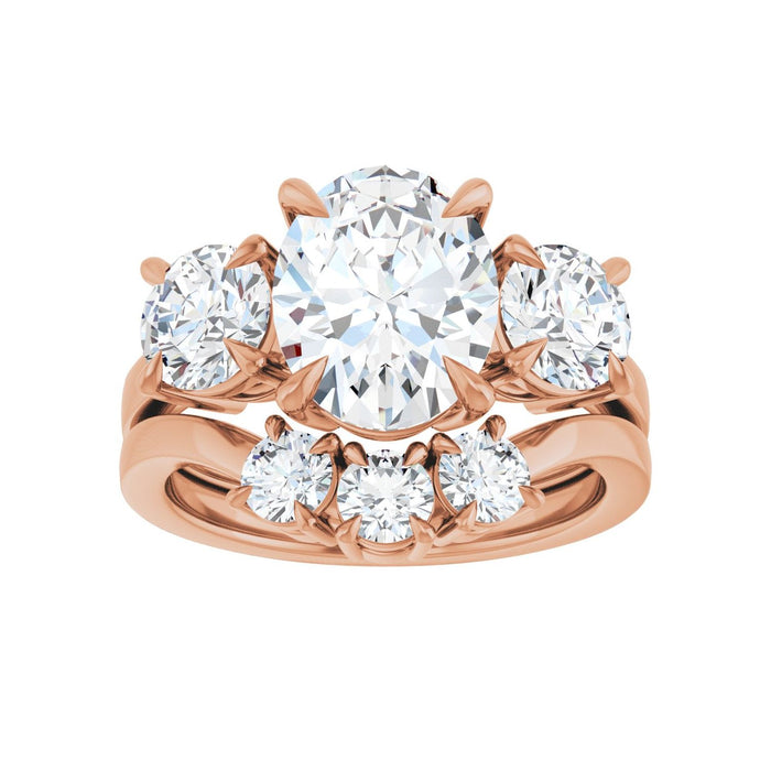 14K Rose Gold 10x8 mm Oval 1 1/5 CTW Lab-Grown Diamond Semi-Set Engagement Ring