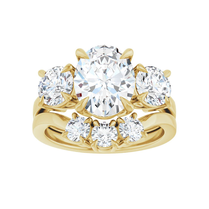 14K Yellow Gold 10x8 mm Oval 1 1/5 CTW Lab-Grown Diamond Semi-Set Engagement Ring
