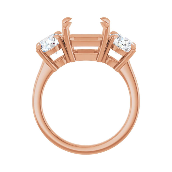 14K Rose Gold 9x9 mm Asscher 1 1/2 CTW Lab-Grown Diamond Semi-Set Engagement Ring