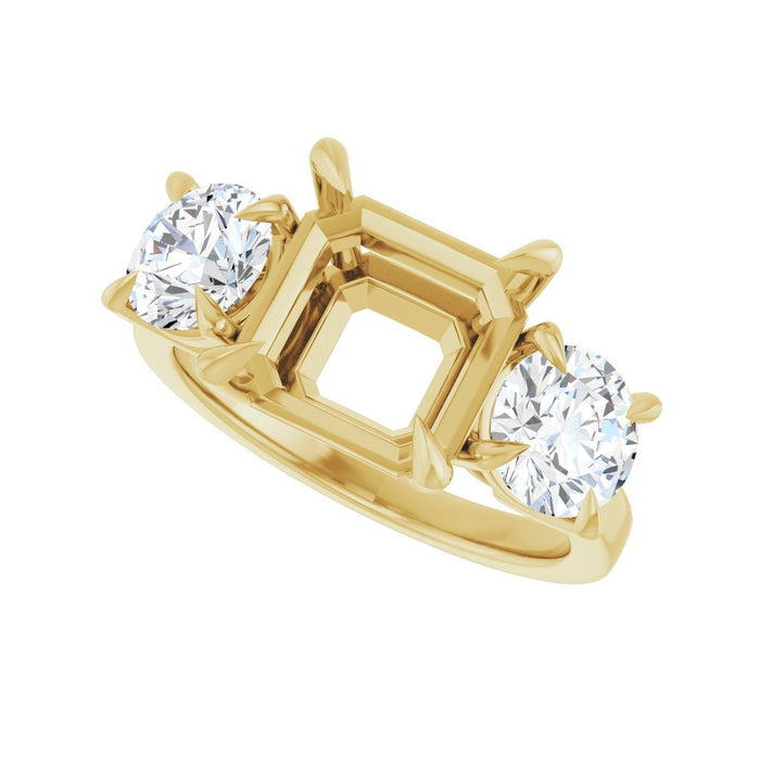14K Yellow Gold 9x9 mm Asscher 1 1/2 CTW Lab-Grown Diamond Semi-Set Engagement Ring
