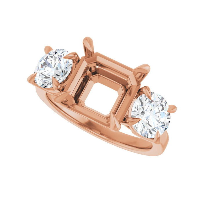 14K Rose Gold 9x9 mm Asscher 1 1/2 CTW Lab-Grown Diamond Semi-Set Engagement Ring