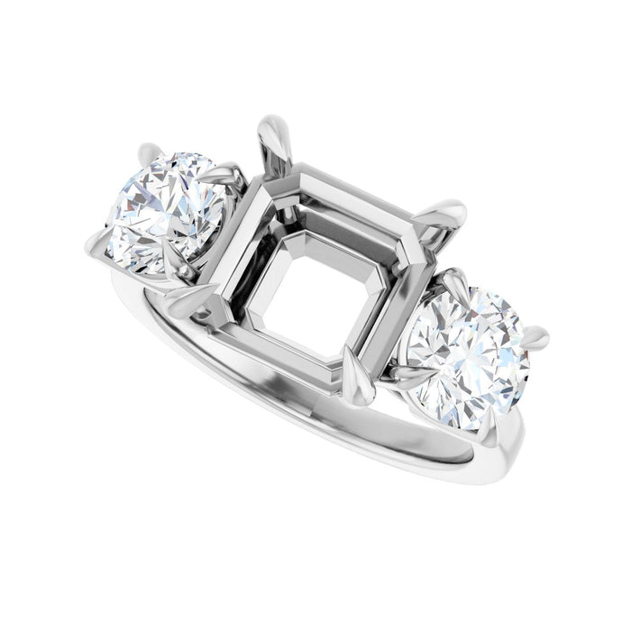 Platinum 9x9 mm Asscher 1 1/2 CTW Lab-Grown Diamond Semi-Set Engagement Ring