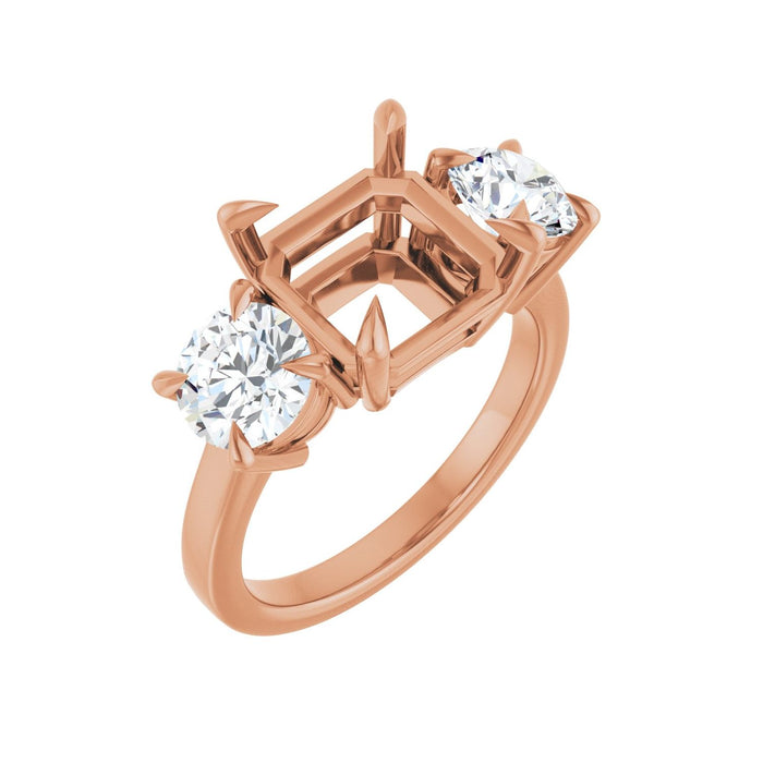 14K Rose Gold 9x9 mm Asscher 1 1/2 CTW Lab-Grown Diamond Semi-Set Engagement Ring