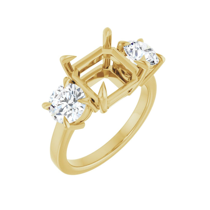 14K Yellow Gold 9x9 mm Asscher 1 1/2 CTW Lab-Grown Diamond Semi-Set Engagement Ring