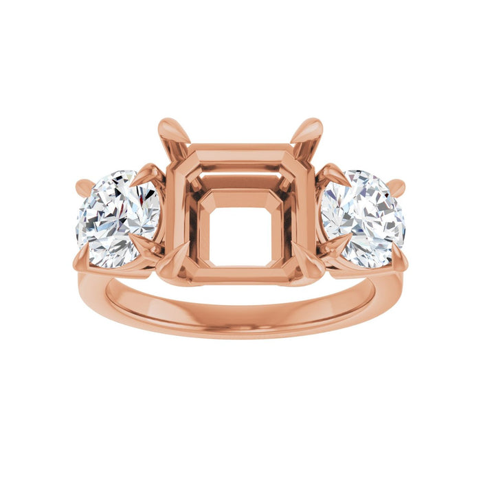 14K Rose Gold 9x9 mm Asscher 1 1/2 CTW Lab-Grown Diamond Semi-Set Engagement Ring