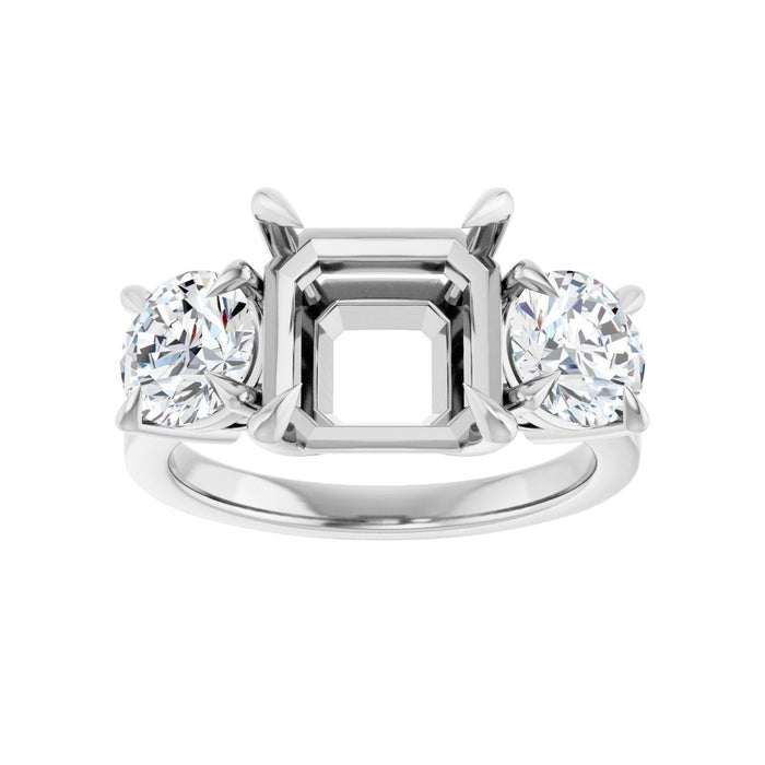 Platinum 9x9 mm Asscher 1 1/2 CTW Lab-Grown Diamond Semi-Set Engagement Ring