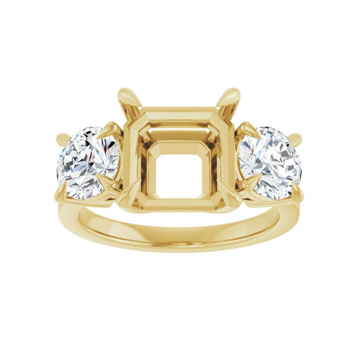 14K Yellow Gold 9x9 mm Asscher 1 1/2 CTW Lab-Grown Diamond Semi-Set Engagement Ring