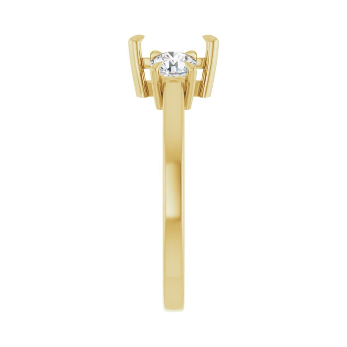 14K Yellow Gold 7x5 mm Emerald 1/2 CTW Lab-Grown Diamond Semi-Set Engagement Ring