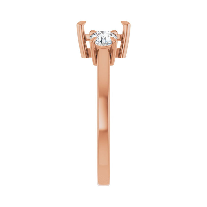 14K Rose Gold 7x5 mm Emerald 1/2 CTW Lab-Grown Diamond Semi-Set Engagement Ring