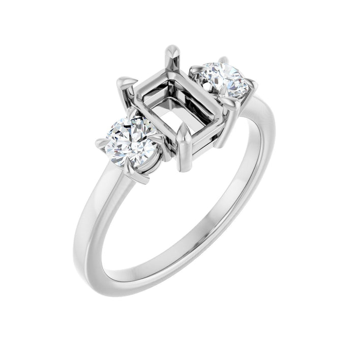 Platinum 7x5 mm Emerald 1/2 CTW Lab-Grown Diamond Semi-Set Engagement Ring
