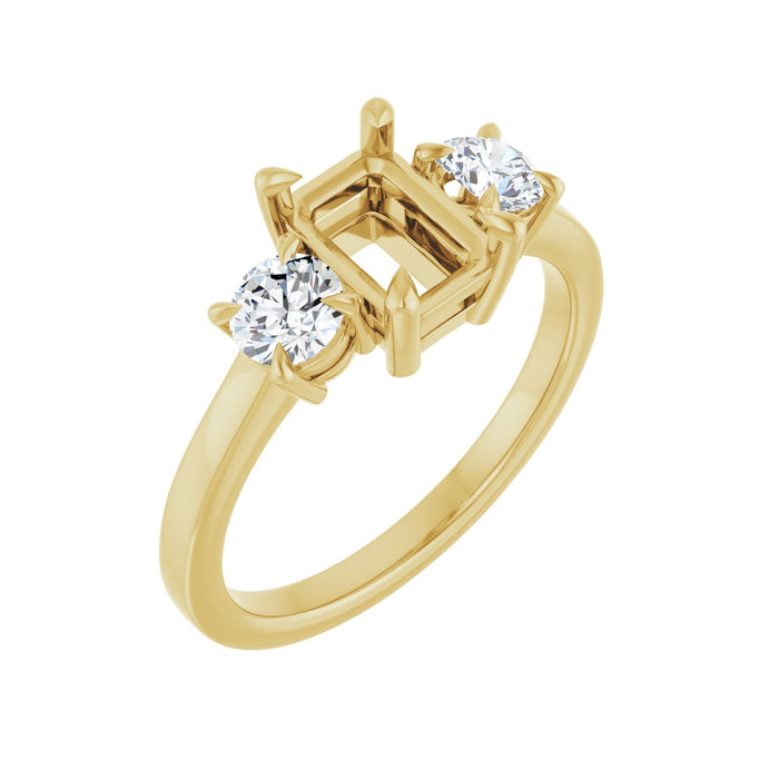 14K Yellow Gold 7x5 mm Emerald 1/2 CTW Lab-Grown Diamond Semi-Set Engagement Ring
