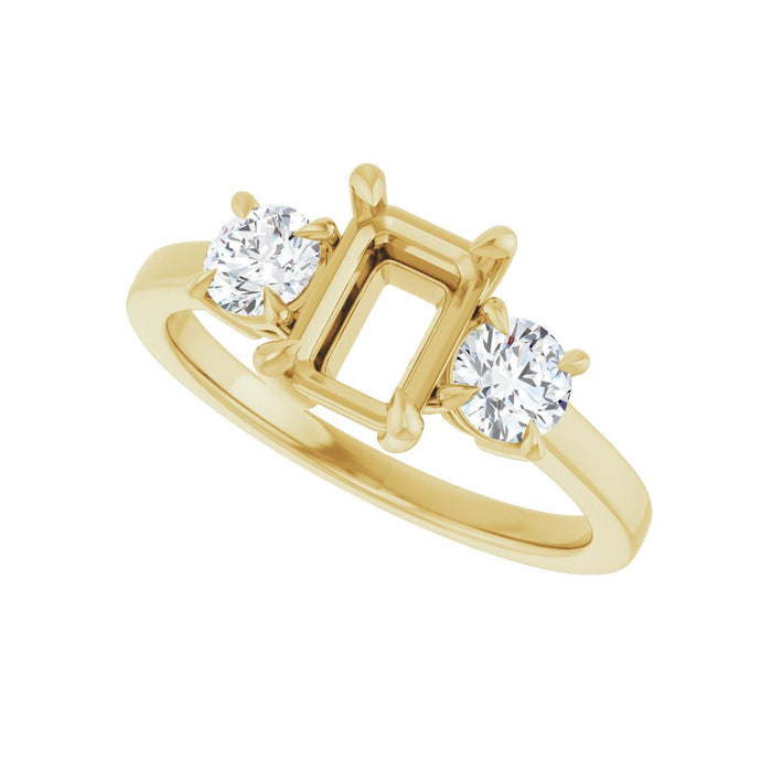 14K Yellow Gold 7x5 mm Emerald 1/2 CTW Lab-Grown Diamond Semi-Set Engagement Ring
