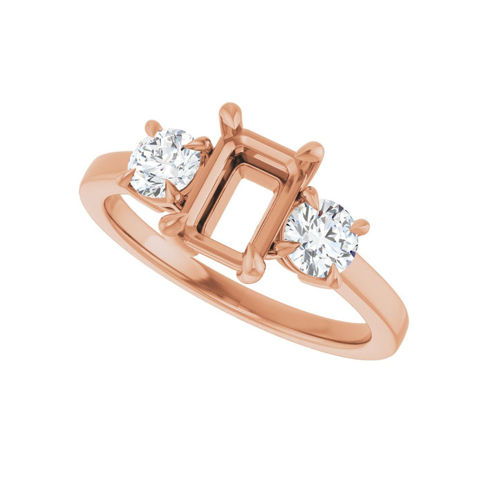 14K Rose Gold 7x5 mm Emerald 1/2 CTW Lab-Grown Diamond Semi-Set Engagement Ring
