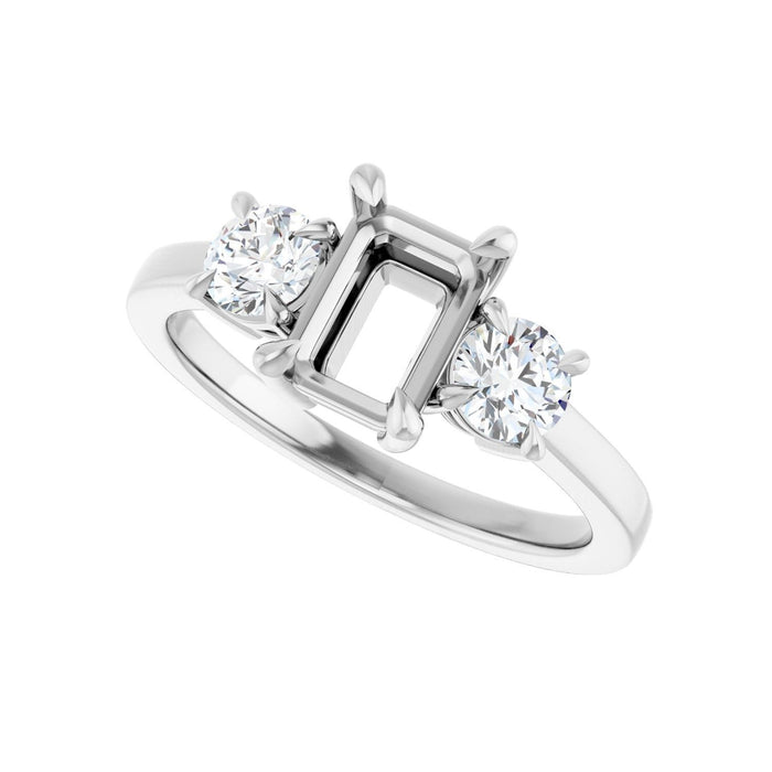 Platinum 7x5 mm Emerald 1/2 CTW Lab-Grown Diamond Semi-Set Engagement Ring