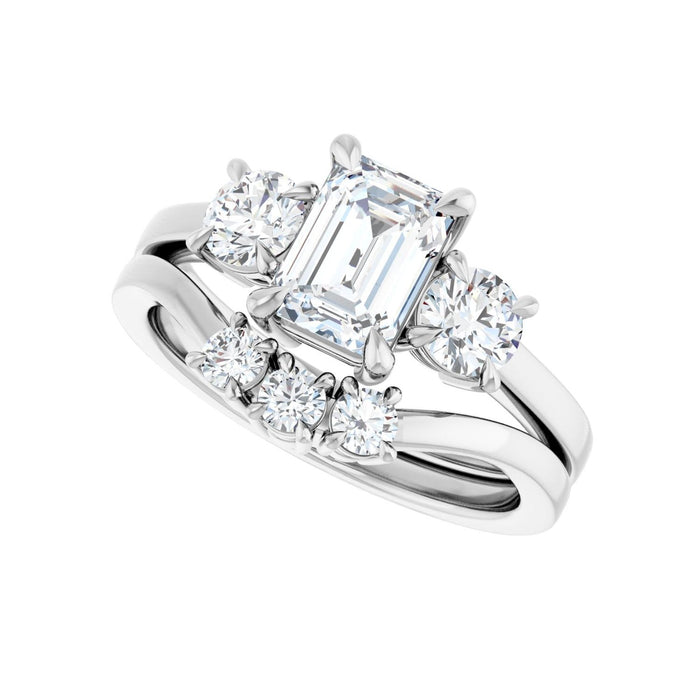 Platinum 7x5 mm Emerald 1/2 CTW Lab-Grown Diamond Semi-Set Engagement Ring