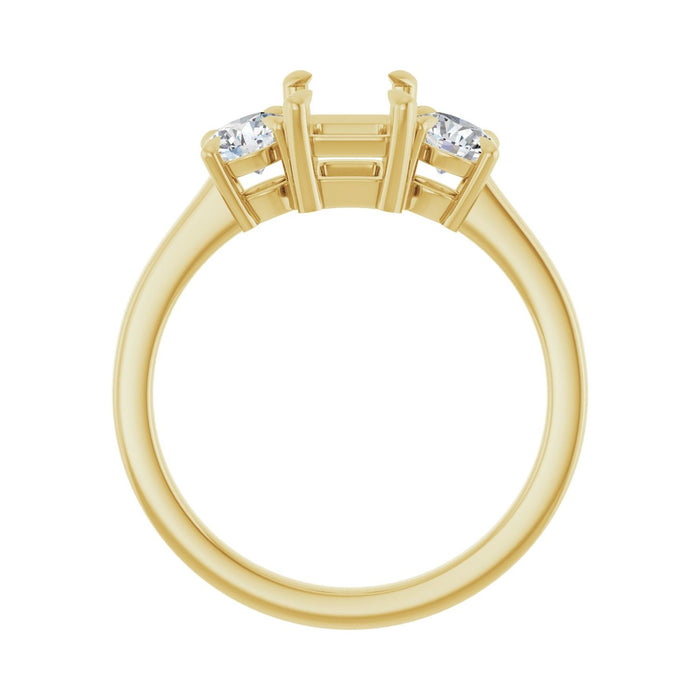 14K Yellow Gold 7x5 mm Emerald 1/2 CTW Lab-Grown Diamond Semi-Set Engagement Ring