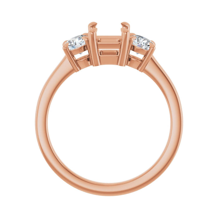 14K Rose Gold 7x5 mm Emerald 1/2 CTW Lab-Grown Diamond Semi-Set Engagement Ring