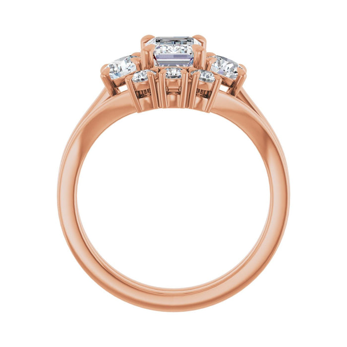 14K Rose Gold 7x5 mm Emerald 1/2 CTW Lab-Grown Diamond Semi-Set Engagement Ring