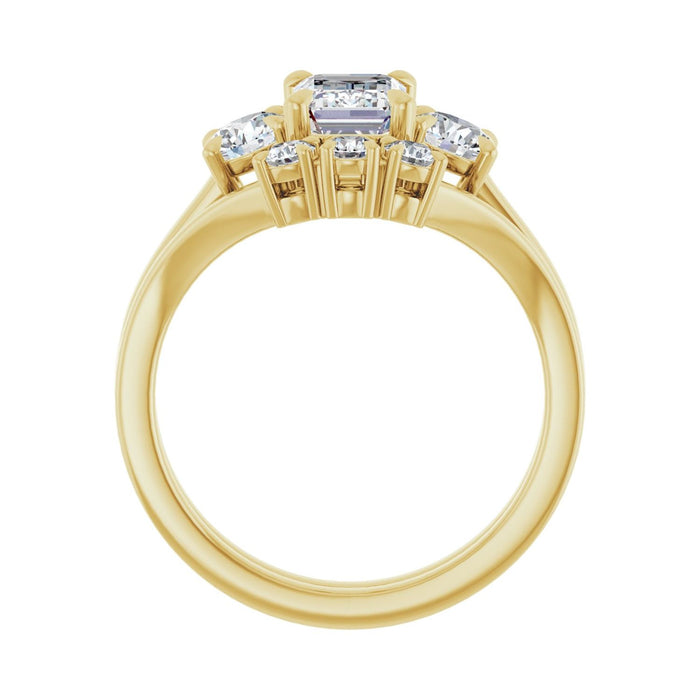 14K Yellow Gold 7x5 mm Emerald 1/2 CTW Lab-Grown Diamond Semi-Set Engagement Ring