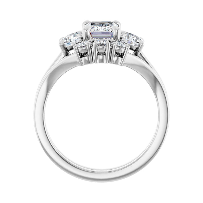 14K White Gold 7x5 mm Emerald 1/2 CTW Lab-Grown Diamond Semi-Set Engagement Ring