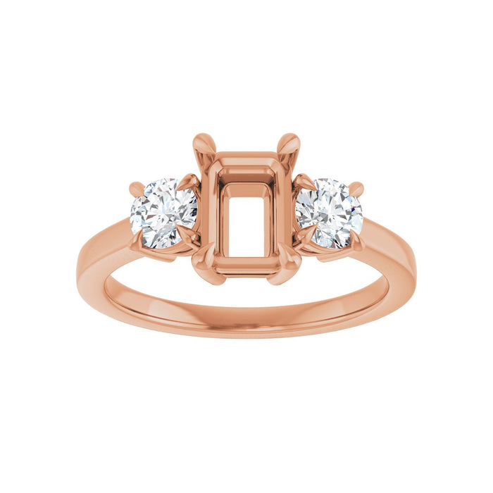 14K Rose Gold 7x5 mm Emerald 1/2 CTW Lab-Grown Diamond Semi-Set Engagement Ring